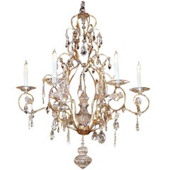 Italian 19th Century Six-Light Crystal Chandelier with Gilt Iron Armature Italian 19th Century Six-Light Crystal Chandelier with Gilt Iron Armature