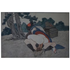 Original und gerahmte Shunga-Grafiken von Kitagawa Utamaro