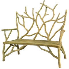 Faux Bois Concrete High Back Twig Bench