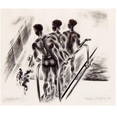 "Harlem POOL," Evocative, Depression-Era Art Deco Print by Barbara Morgan