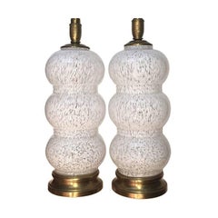 Pair of White Murano Glass Lamps