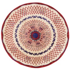 Tapis rond Art déco français ancien par Leleu