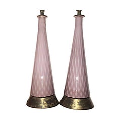 Pair of Lavender Murano Glass Lamps