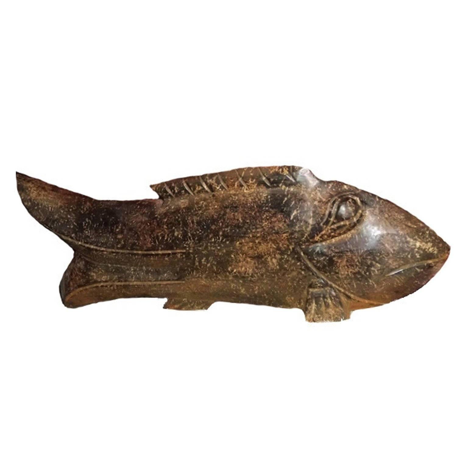 Giant Granite Fish, Neolithic Style For Sale
