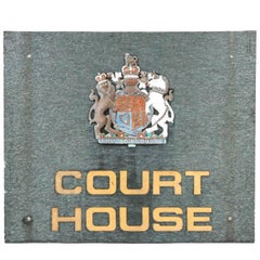 1960s Granite Court House Sign with Royal Coat of Arms