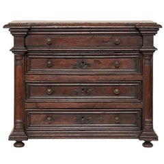 Italian Early 18th Century Petite-Sized Walnut Chest w/Drawers for Table-Top 