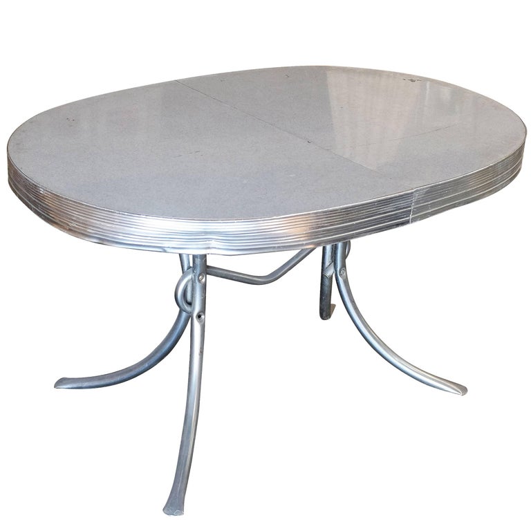 Mid Century Oval Formica Kitchen Dining Table With Chrome Legs For Mid Century Oval Formica Kitchen Dining Table With Chrome Legs For