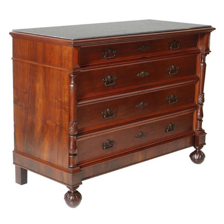 Italiy 19th C. Art Nouveau Commode Chest of Drawers blond walnut gray