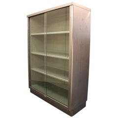 Vintage Mid-Century Modern Streamlined Industrial Steel Bookcase Display Case