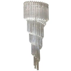 Vintage 1960s Murano Spiral Large-Scale Chandelier