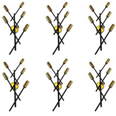 Set of Six Italian Metal And Brass Crossed Sconces