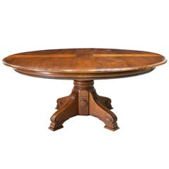 Antique 72" Round Aesthetic Movement Pedestal Dining Table in Walnut, circa 1880