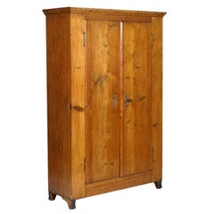 Late 19th Century, Austrian Neoclassic Cupboard Wardrobe in Solid Fir Restored