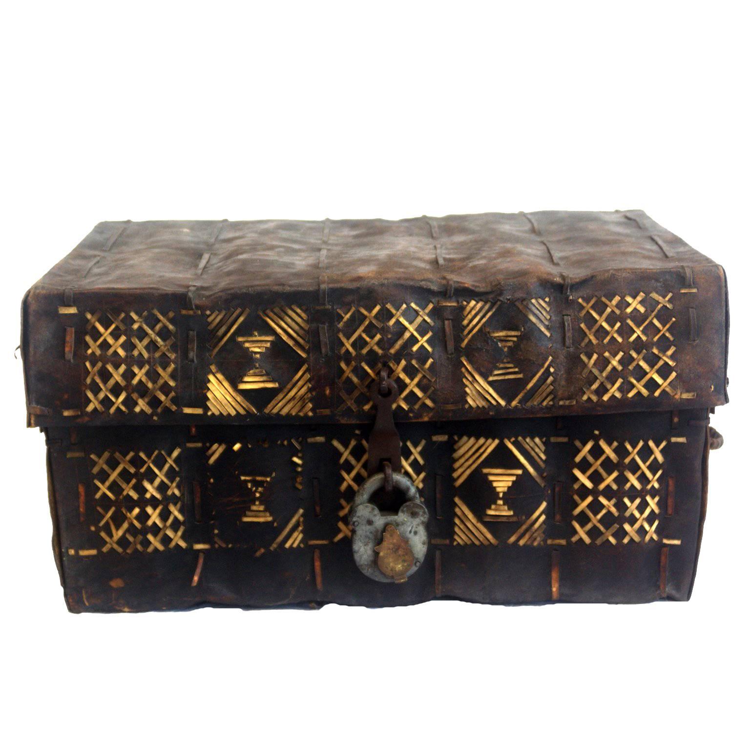 African Rawhide Deeds Box For Sale