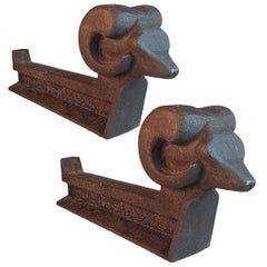 Olympic Log Master "Ram's Head" Andirons