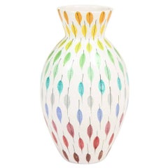 Bitossi Raymor Ceramic Vase Piume Multi-Color Feather Signed, Italy, 1960s