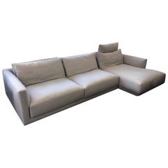 Sofa "Bristol" by Manufacturer Poliform in Finest Ash-Grey Fabric