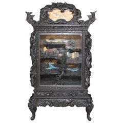 Large Unusual Carved Japanese Display Cabinet