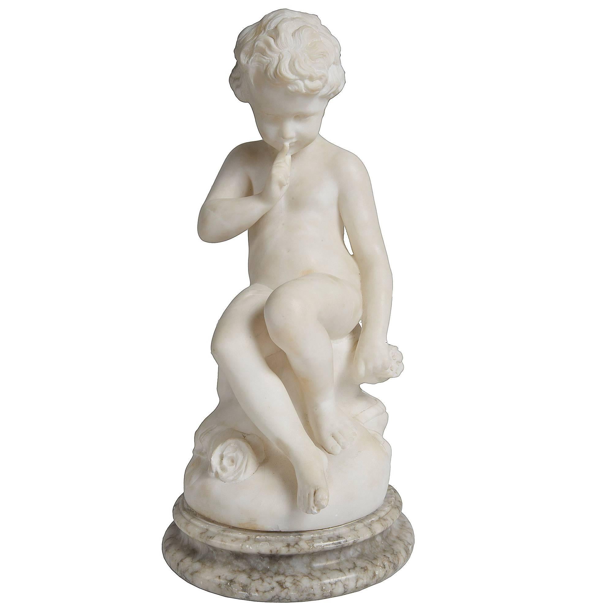 19th Century Carved Marble Statue of a Cupid, after Falconet