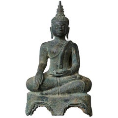 Possibly 15th-16th Century Bronze Thai Buddha Statue