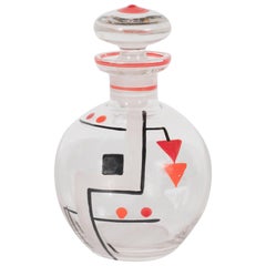 Art Deco Perfume Bottle with Hand-Painted Constructivist Geometric Forms