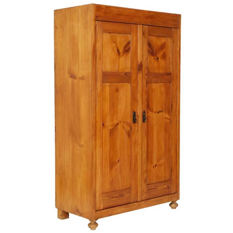 Antique Country Tyrol Cupboard Wardrobe solid larch Restored and Wax polished For Sale