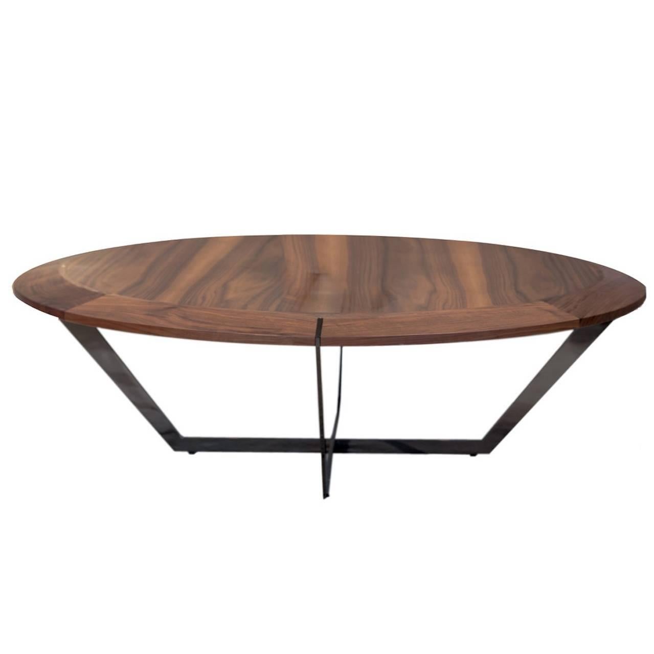 Diamond Table, Coffee Table, Walnut and Metal Finish Legs For Sale