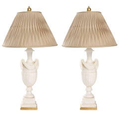 Pair of Neoclassical Marble Lamps