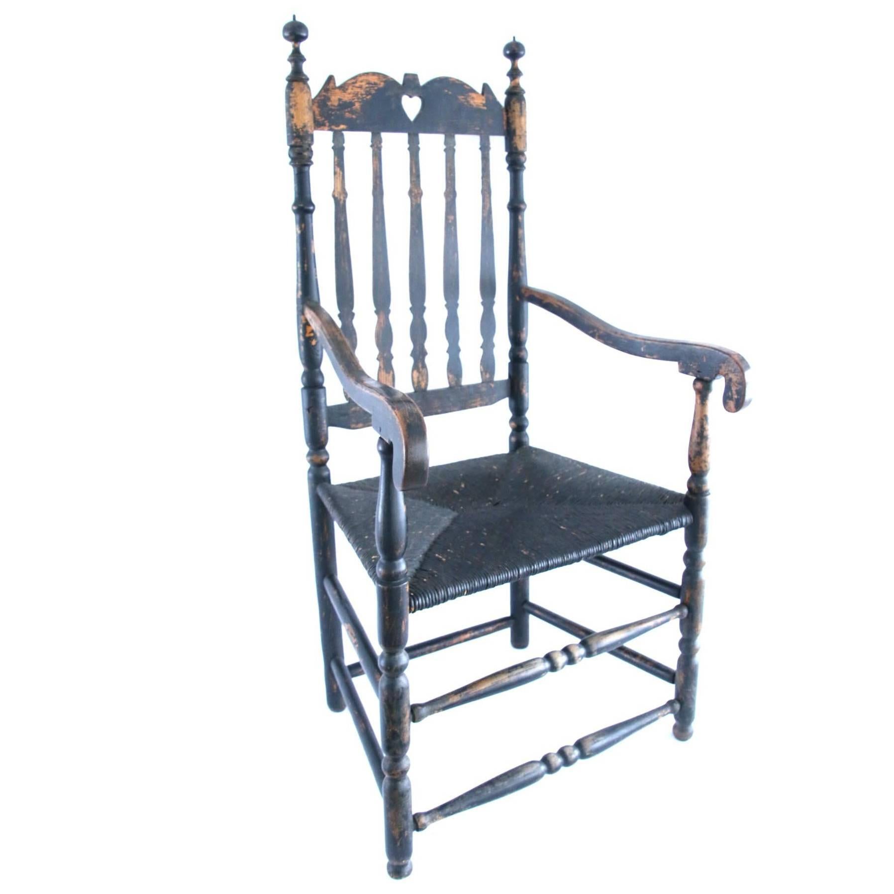 18th Century New England Banister-Back Armchair For Sale