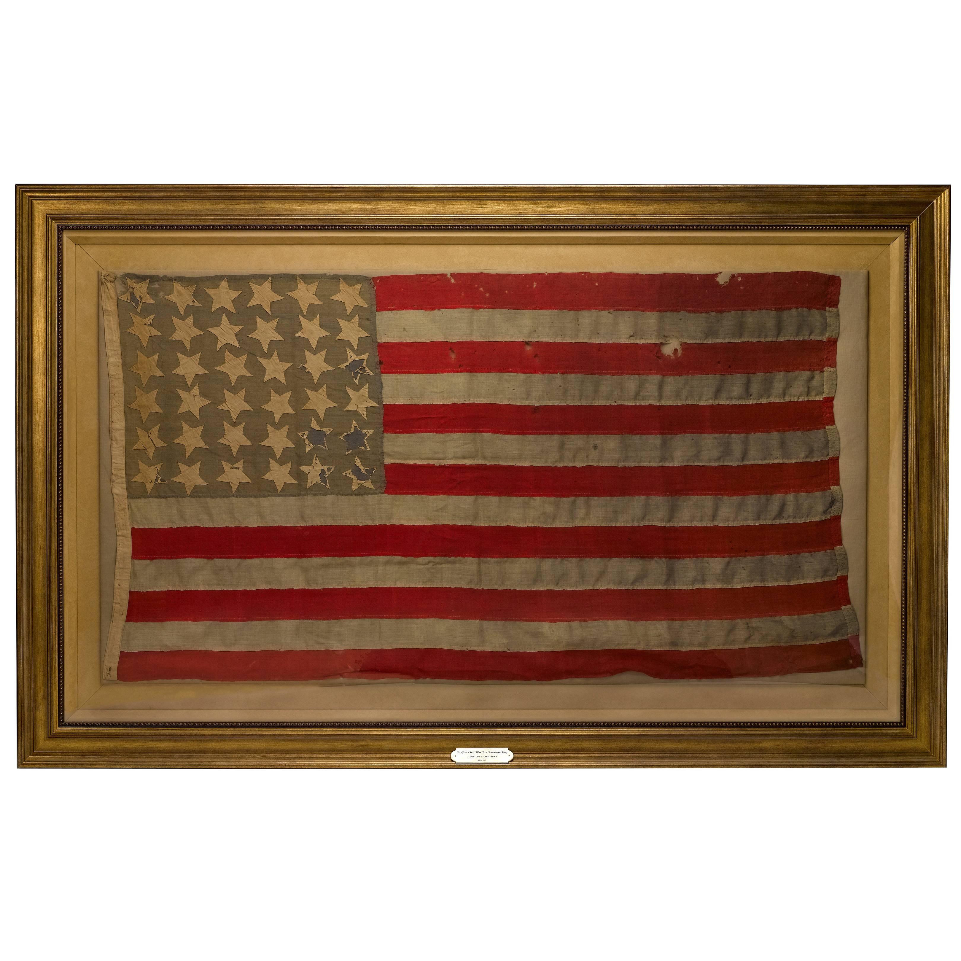 36-Star Civil War-Era Handmade American Flag, circa 1865