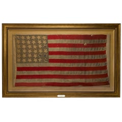 Antique 36-Star Civil War-Era Handmade American Flag, circa 1865