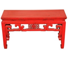Chinese Red Lacquered Console Table