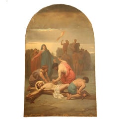 19th Century Oil on Canvas Painting of Jesus 002