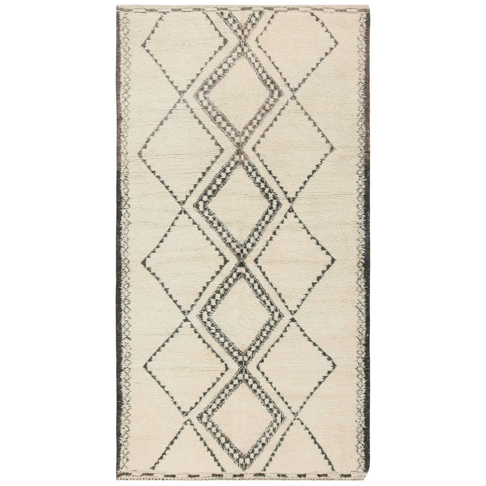 Vintage Mid-Century Moroccan Beni Ourain Rug