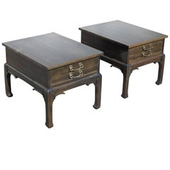 Vintage Pair of Asian Style Wood Nightstands