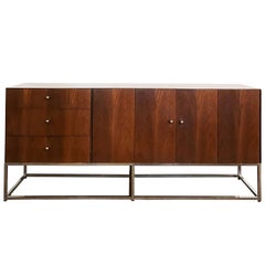 Mid-Century Modern Baughman for Rougier Walnut Credenza on Floating Chrome Base