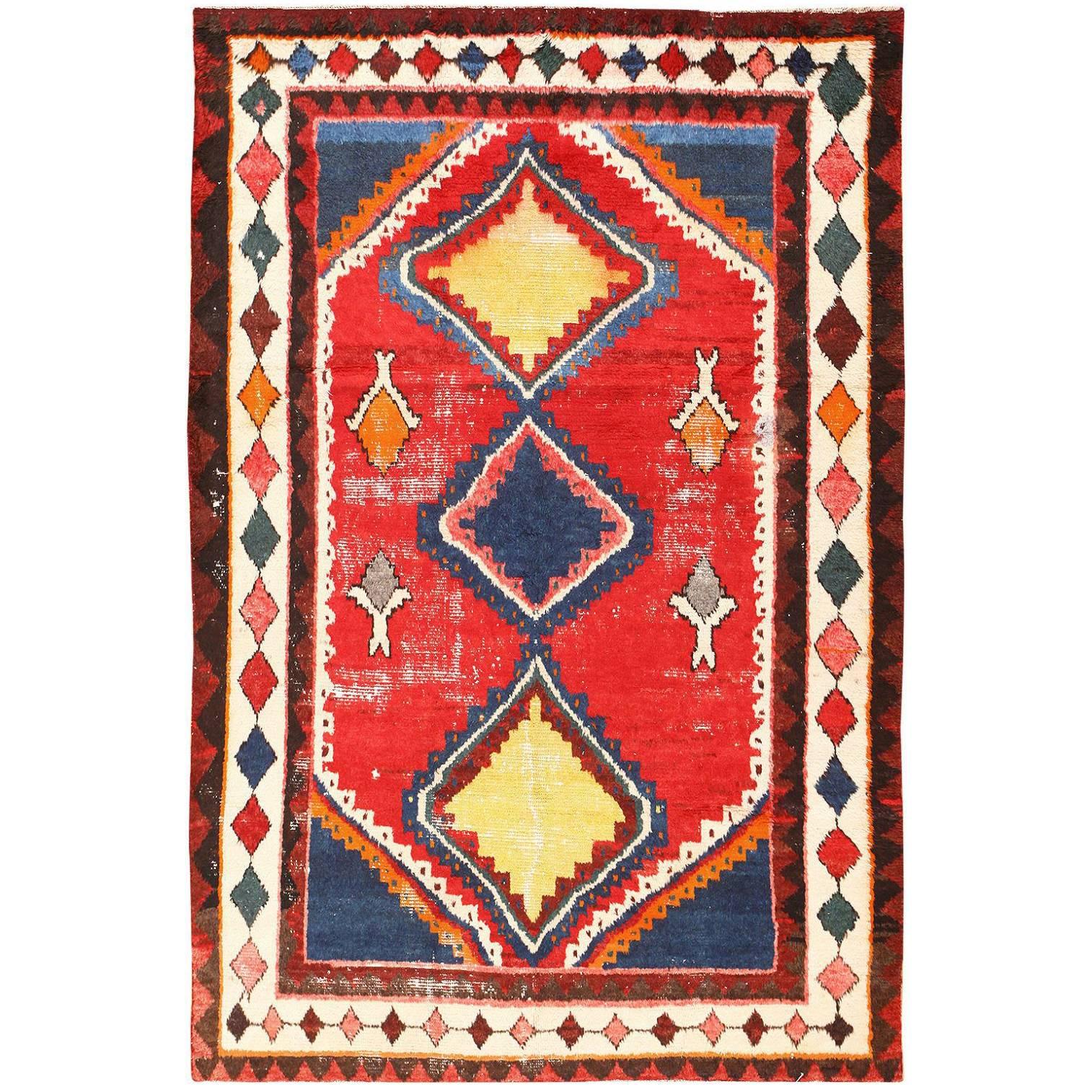 Colorful Shabby Chic Vintage Persian Gabbeh Rug