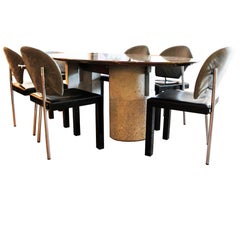 Mid-Century Modern Saporiti Italia Italian Dining Table and Set of Six Chairs