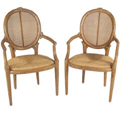 Pair of Hollywood Regency Chairs Made by Twig, USA, circa 1970