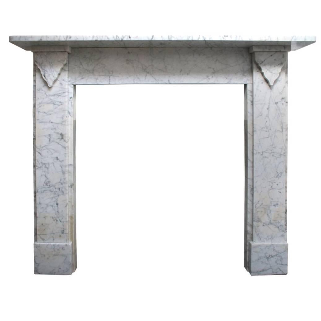 Restored Mid-19th Century Victorian Carrara Marble Fireplace Surround