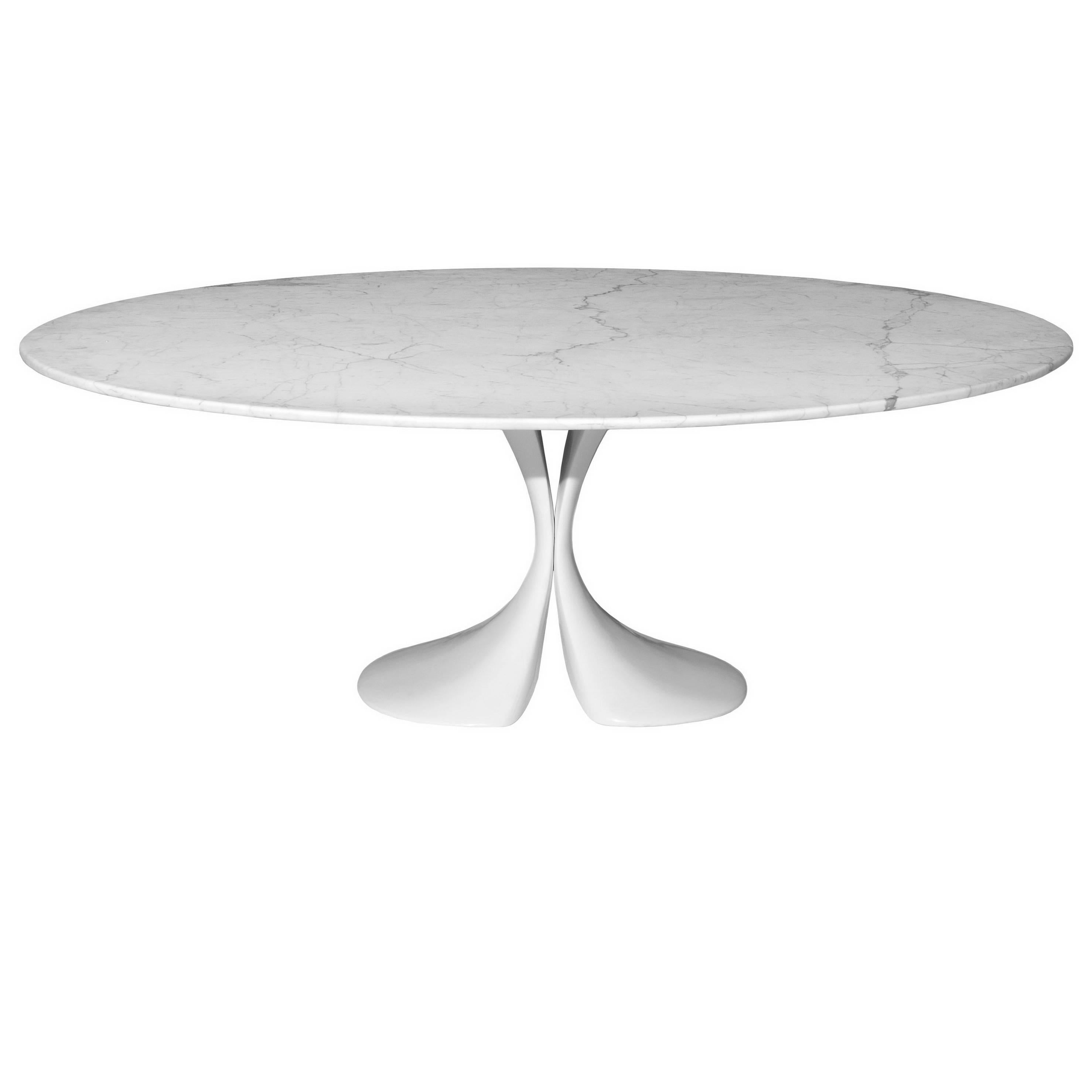 "Didymos" Oval Marble Top and Crystalplant Base Table by A. Astori for Driade