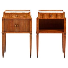 Pair of Antique French Art Deco Inlaid Satinwood Nightstands, circa 1920