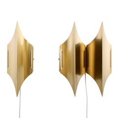 Vintage Gothic 1 + 2 - Set of Two Extremely Stylish Brass Wall Lights by Lyfa, 1970s
