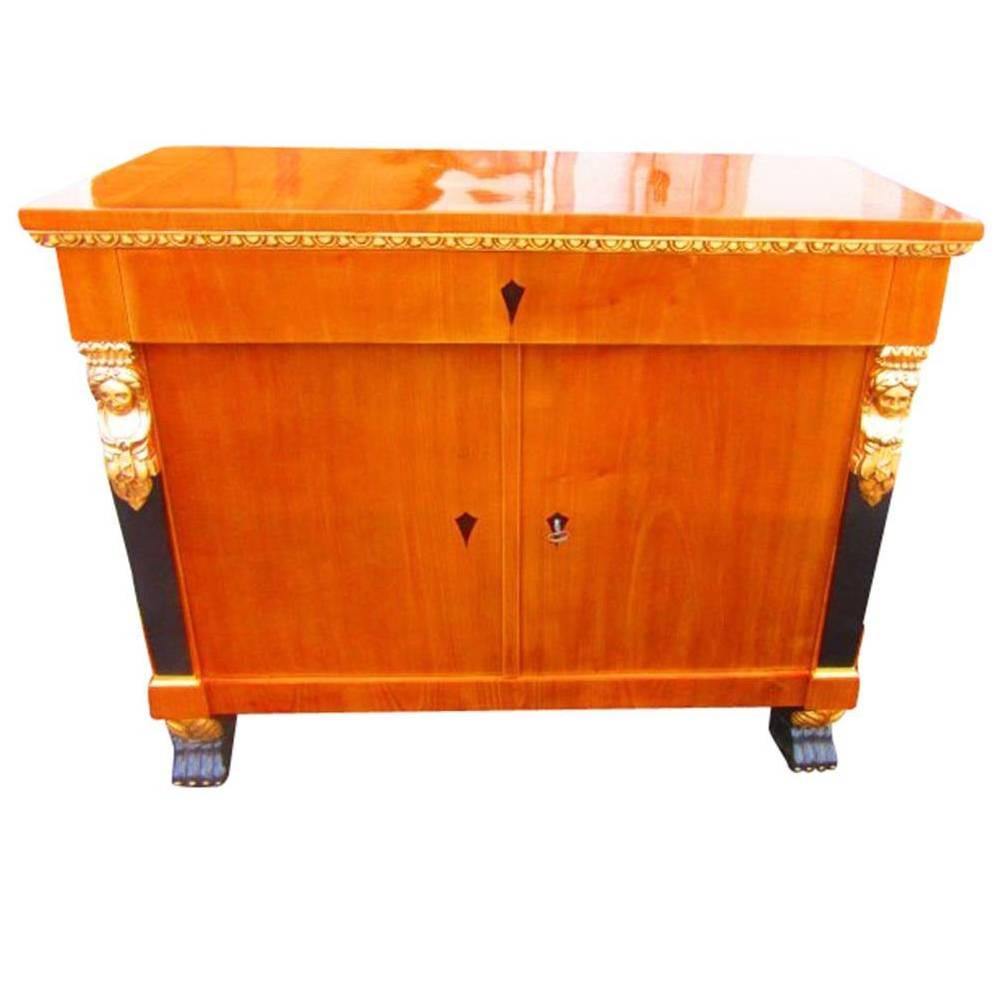 Aesthetic Cherry Tree Wood Commode from the Empire Period For Sale