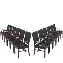 Rare Set of Twelve Danish High Back Solid Rosewood Dining Chairs 7