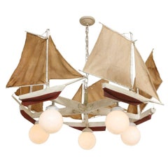 American Five-Light Sailboat-Form Chandelier 7