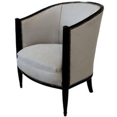 Stylish French Art Deco Ebonized Tub Chair, circa 1930