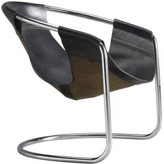 Clemens Claessen Ba-As Black Leather Tubular Chair