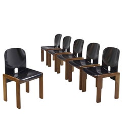 Afra and Tobia Scarpa Chairs in Black and Walnut for Cassina 4