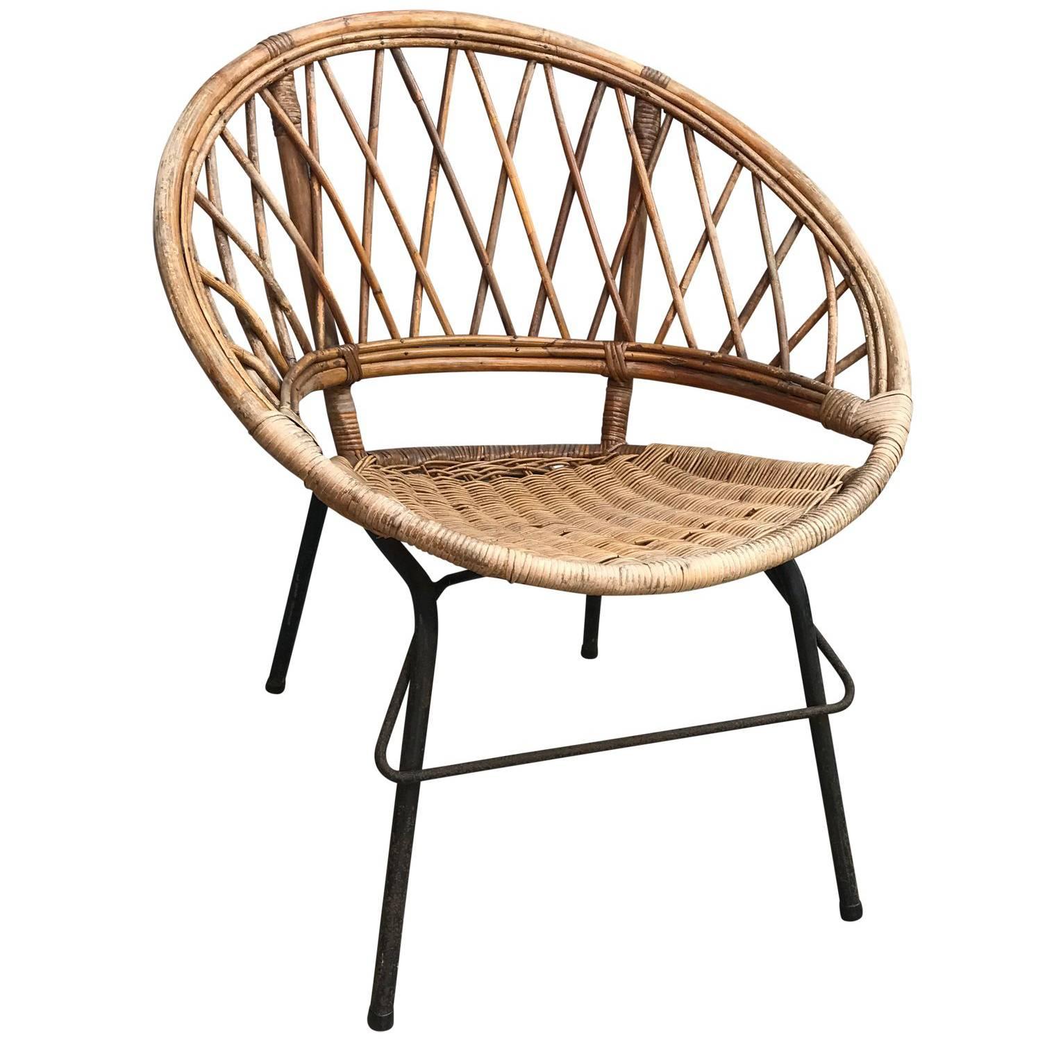 French Vintage Wicker Loop Chair